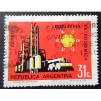 Selo postal da Argentina de 1971 Petrochemical Industry  U