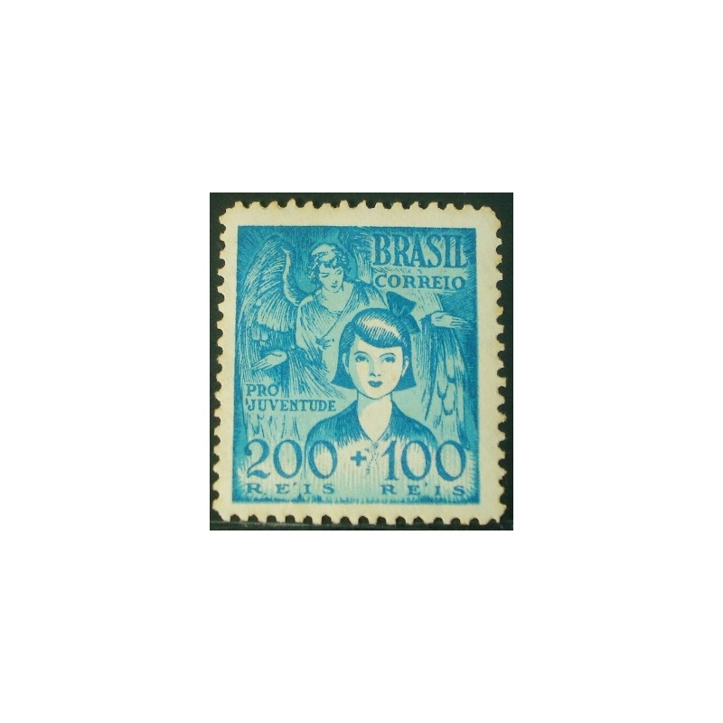 Selo postal do Brasil de 1939 Pró-juventude 200 M