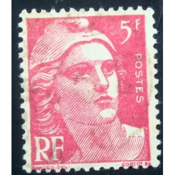 Imagem similar à do selo postal da França 1947 Marianne type Gandon 5 rosa carmim