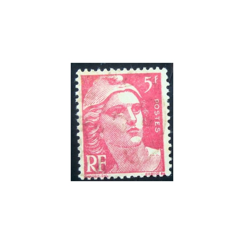 Imagem similar à do selo postal da França 1947 Marianne type Gandon 5 rosa carmim