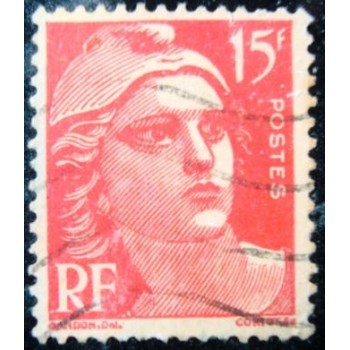 Imagem similar à do selo postal da França 1949 Marianne type Gandon 15 U