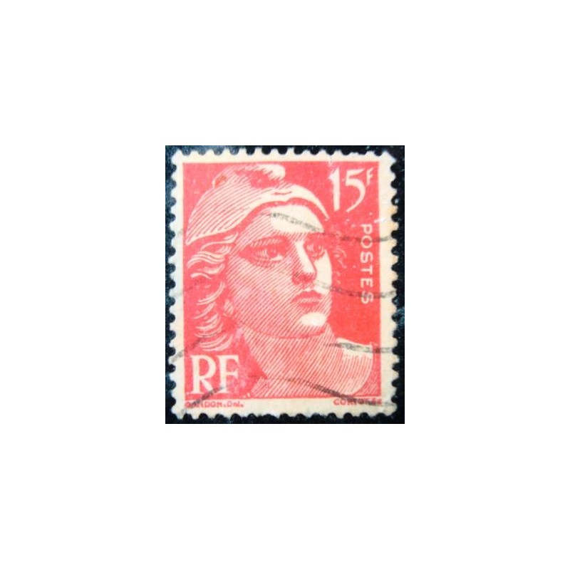 Imagem similar à do selo postal da França 1949 Marianne type Gandon 15 U