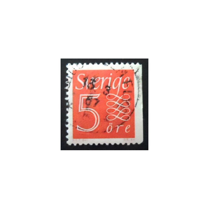 Selo postal da Suécia de 1957 New Numeral type aDr