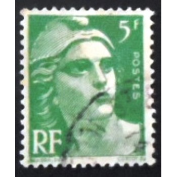 Imagem similar à do selo postal da França 1945 - Marianne type Gandon 5 U