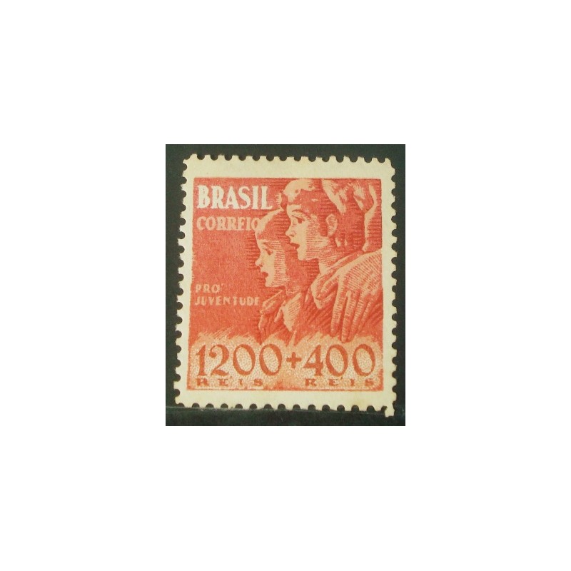 Selo postal do Brasil de 1939 Pró-juventude 1200 M