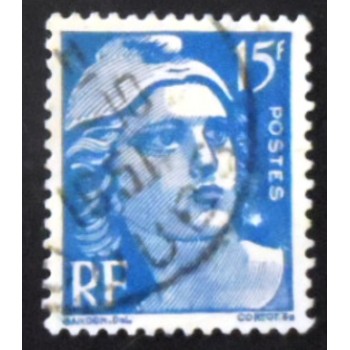 Imagem similar à do selo postal da França 1947 Marianne type Gandon 5 U