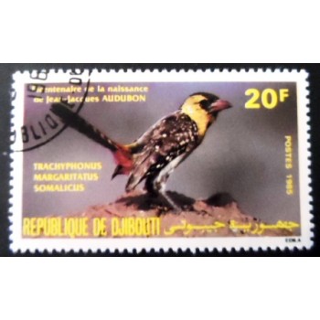 Selo postal de Djibouti de 1985 Yellow-breasted Barbet