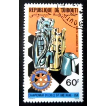 Selo postal de Djibouti de 1985 Chess Board