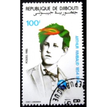 Selo postal de Djibouti de 1985 Arthur Rimbaud