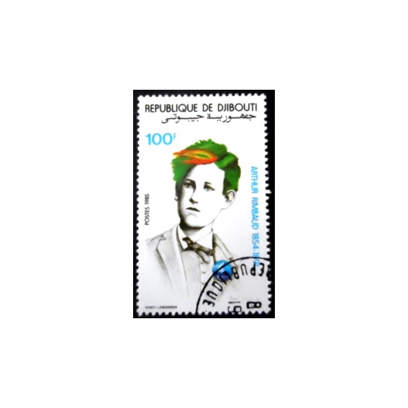 Selo postal de Djibouti de 1985 Arthur Rimbaud