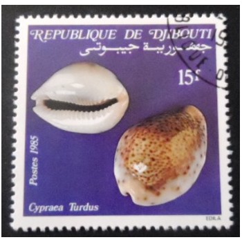 Selo postal de Djibouti de 1985 Thrush Cowry