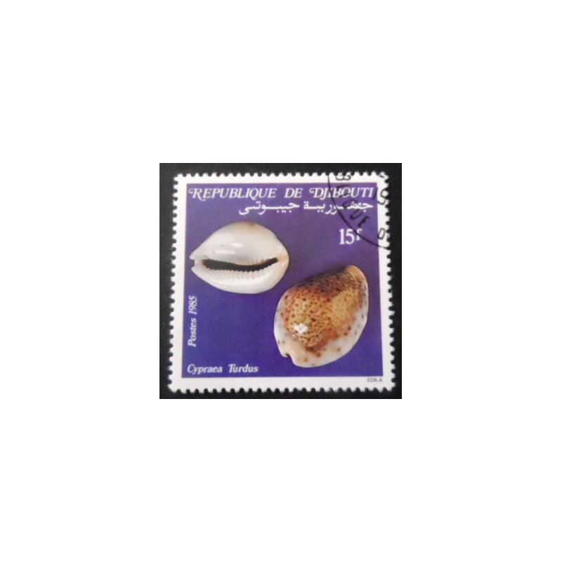 Selo postal de Djibouti de 1985 Thrush Cowry