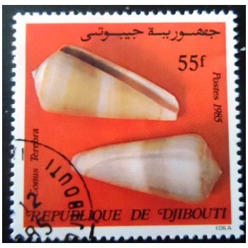 Selo postal de Djibouti de 1985 Terebra Cone