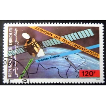 Selo postal de Djibouti de 1985 ARABSAT Satellite