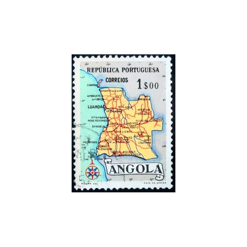 Imagem similar à do selo postal da Angola de 1955 Map of Angola 1$