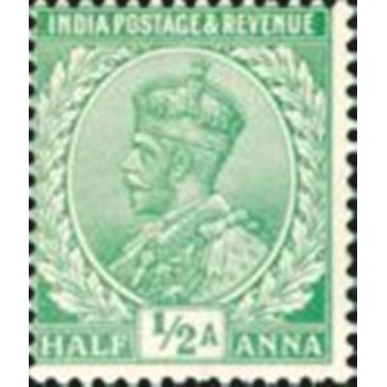 Selo postal da Índia de 1912 King George V wearing Imperial Crown of India ½