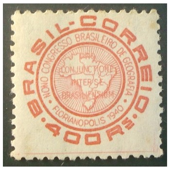 Selo postal do Brasil de 1940 9º Congresso de Geografia M