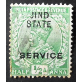 Selo postal da Índia de 1914 King George V Official Jind