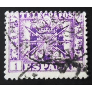 Selo postal da Espanha de 1940 Coat of Arms pierced by thunderbolts