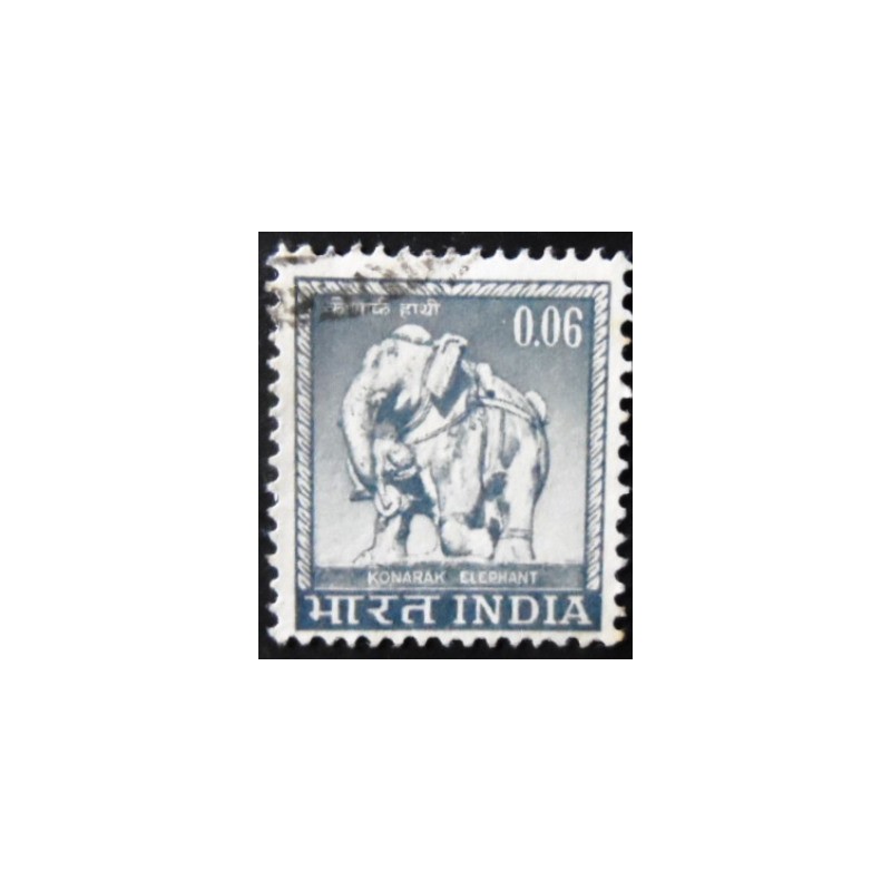 Selo postal da Índia de 1966 Konarak Elephant U