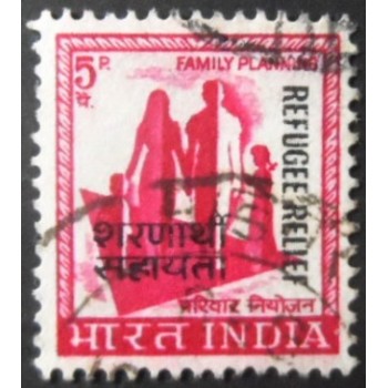 Imagem similar à do selo da Índia de 1971 Family Planning Refugee Relief National Overprint