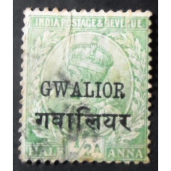 Selo postal da Índia Gwalior de 1912 King Edward VII ½