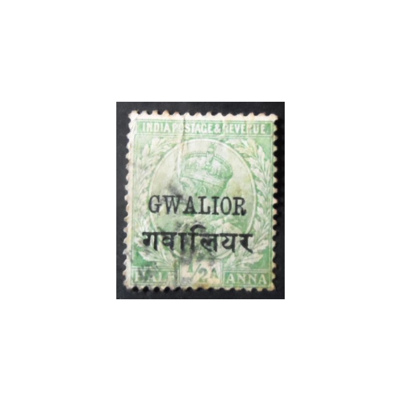 Selo postal da Índia Gwalior de 1912 King Edward VII ½