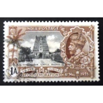 Selo postal da Índia de 1935 Rameswaram Temple