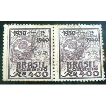 Par de selos postais do Brasil de 1940 Governo Getúlio Vargas