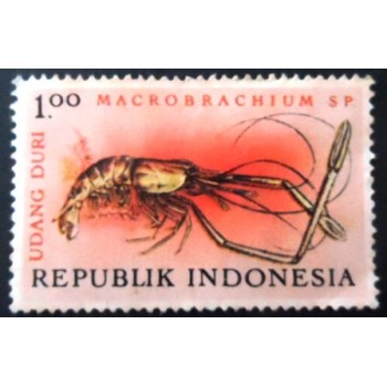 Selo postal da Indonésia de1963 Duri Freshwater Shrimp N