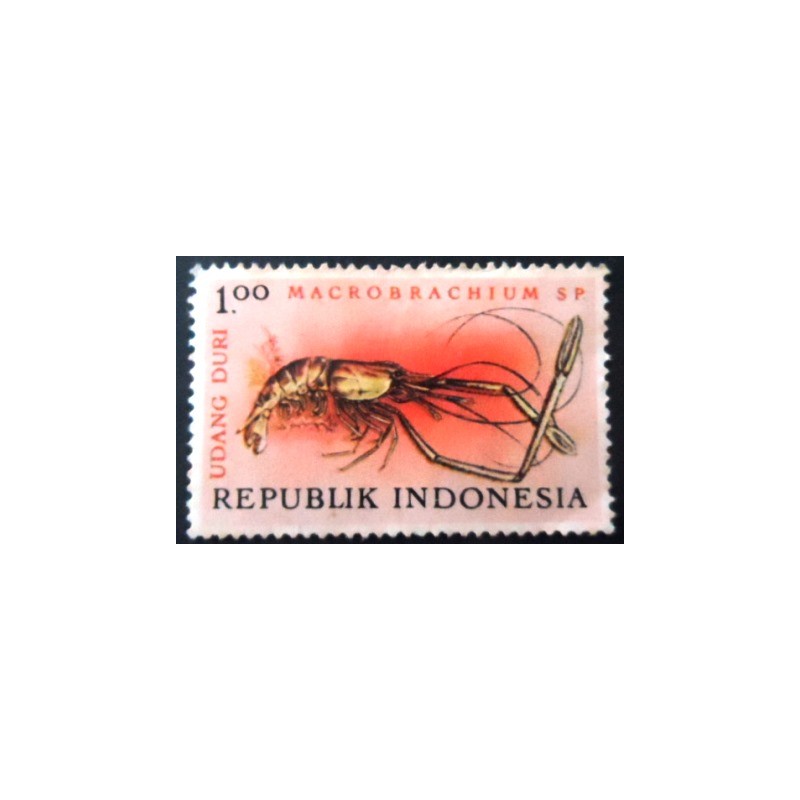 Selo postal da Indonésia de1963 Duri Freshwater Shrimp N