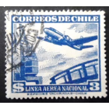 Selo postal do Chile de 1950 Plane and crane