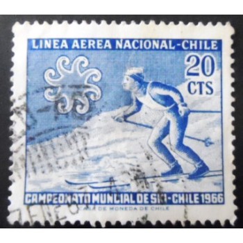 Selo postal do Chile de 1965 Ski-Jumper