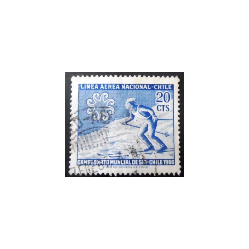 Selo postal do Chile de 1965 Ski-Jumper