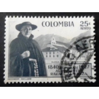 Selo postal da Colômia de 1958 Father Rafael Almanza
