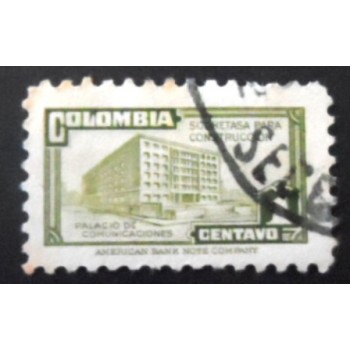 Selo postal da Colômbia de 1946 Ministry of Post and Telegraphs Building 2