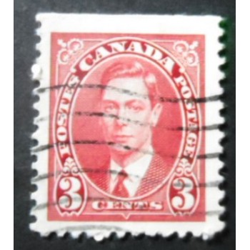 Selo postal do Canadá de 1937 King George VI 3 Eo