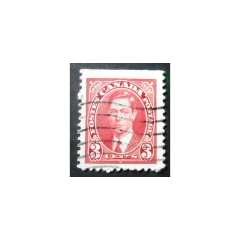 Selo postal do Canadá de 1937 King George VI 3 Eo