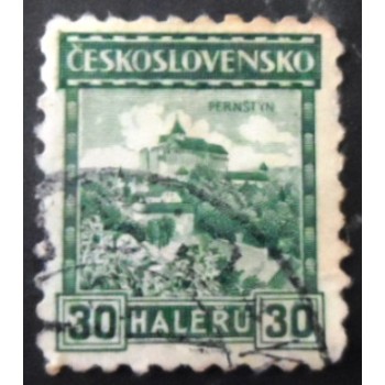 Selo postal da Tchecoslováquia de 1927 Pernštejn Castle