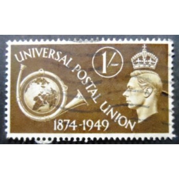Imagem similar à do selo postal do Reino Unido de 1949 Posthorn and Globe