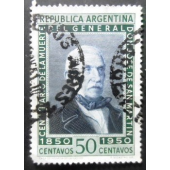 Selo postal da Argentina de 1950 José Francisco de San Martín