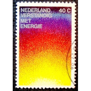 Selo postal da Holanda de 1977 Be Wise with Energy Campaign A U