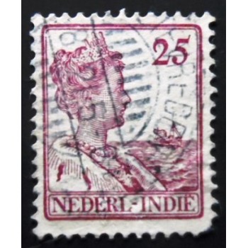 Selo postal Índias Holandesas de 1915 Queen Wilhelmina 25