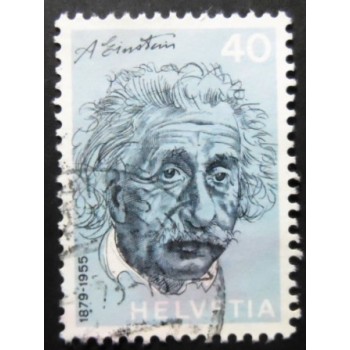 Imagem similar à do selo postal da Suiça de 1972 Albert Einstein