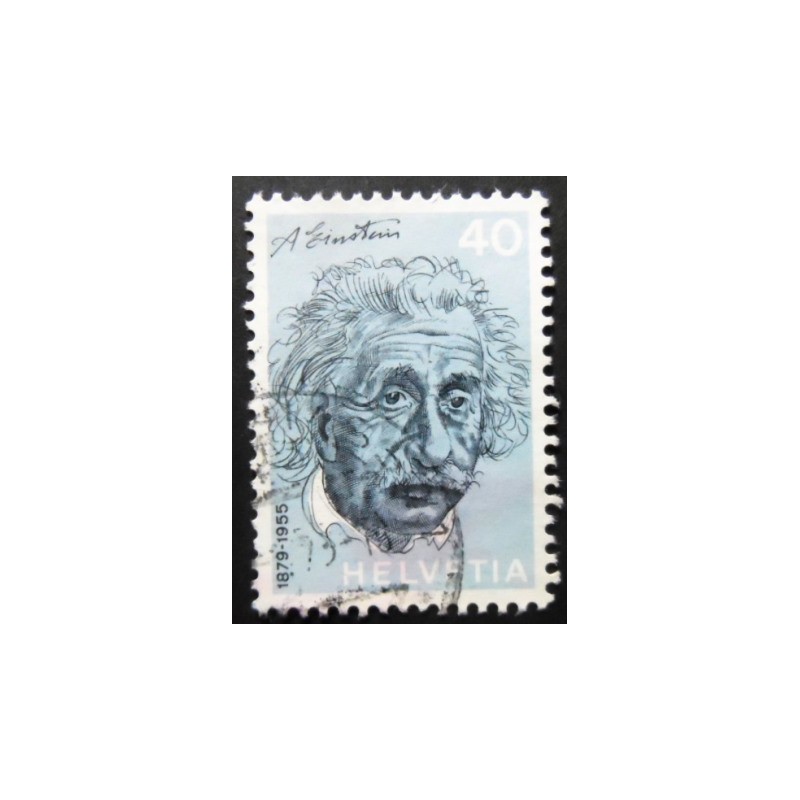 Imagem similar à do selo postal da Suiça de 1972 Albert Einstein