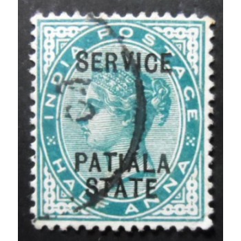 Selo postal da Índia Patiala de 1895 Queen Victoria ½ D