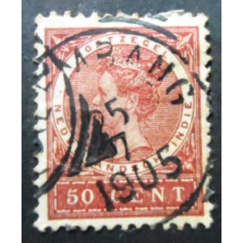Selo postal Índias Holandesas de 1905 Queen Wilhelmina 50