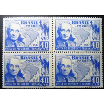 Quadra de selos do Brasil de 1947 Harry Truman
