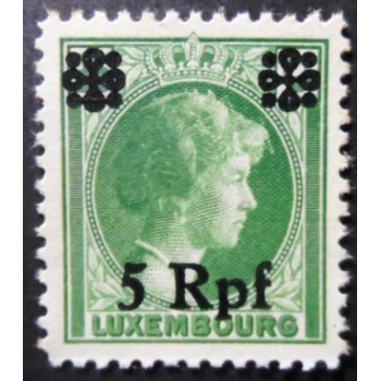 Selo postal de Luxemburgo de 1940 Grand Duchess Charlotte overprinted 5