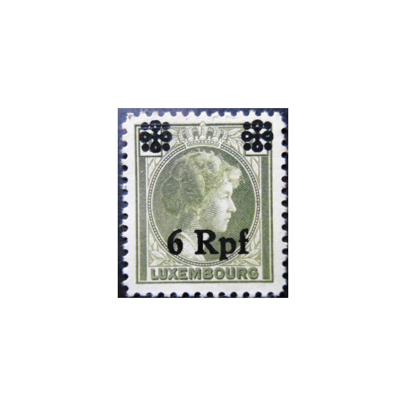 Selo postal de Luxemburgo de 1940 Grand Duchess Charlotte overprinted 6